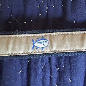 Southern Tide Canvas Belt with Blue Fish Embroidery size 24